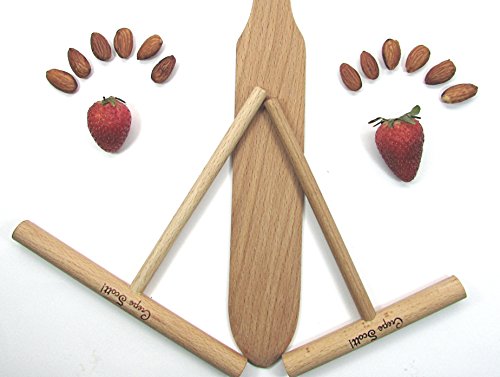 Crepe Maker Kit. 3 Piece Set Includes Crepes Spreaders,One 5 and One 7 inch, and One Crepe Turner, and Recipe Card. Made of Beechwood, Pre-Seasoned with Mineral Oil. By Crepe Scott