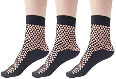 Women 3 Pairs Sheer Elastic Black Fishnet Socks Soft Summer Breathable Soft Stretchy Transparent Ankle Stockings