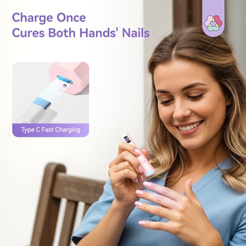 SAVILAND UV Nail Lamp, Flash Curing Nail Dryer with 2 Timers for Nail Art | LCD Display, Rechargeable Mini Gel Nail Lamp, Must‑Have for Nail Tech, Manicure & Pedicure Supplies, for Nail Salon Home Use