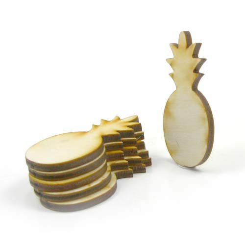 Mylittlewoodshop - Pkg of 6 - Pineapple - 2 inches by 1 inch and 1/8 inch thick unfinished wood(LC-PINE01-6)