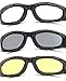 TRUST OPTICS Vizgard 3 Pairs Motorcycle Riding Glasses Safety Goggles with Anti Fog UV400 Protection in Clear, Yellow, Smoke Lenses