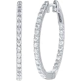 Inside Out Diamond Hoop Earrings for Women | Lab Grown 1/2 - 2 CT.TW. Diamond Hoops | 925 Sterling Silver Earrings | Ideal Jewelry for Women