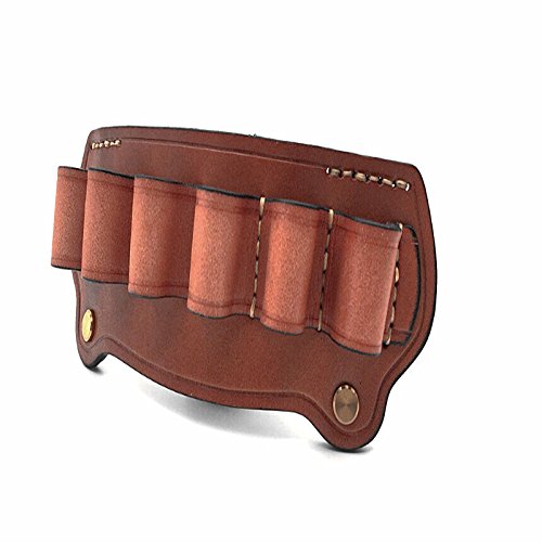 FIRECLUB Tactical Cowhide Leather Hunting Rifle Magazine Pouch 6 Shots 12 Gauge Ammo Bag Shotgun Shell Holder Cartridge Belt - Thumbnail 4