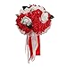 Vlovelife Wedding Bouquet for Bride, 8'' x 8'' x 11'' Red Artificial Flower for Wedding, Artificial Foam Rose Flower, Handmade Bouquet for Bridesmaids