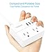 TESSAN Portable 2 Outlet Small Travel Power Strip with 3 USB Ports -Desktop Charging Station 5 Foot Extension Cord- Non Surge Protection Cruise Ship Approved -White