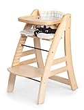 Sepnine Height Adjustable Wooden Highchair Baby High Chair with Padded Cushion 6511 (Natural)