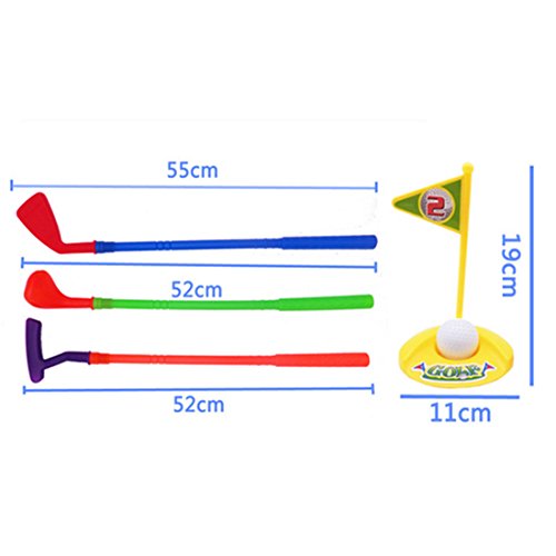 RuiyiF Toy Golf Clubs Set for Kids Toddlers Boys Girls with 3Golf Balls, 3Golf Clubs, 2Ball Holes,2Flags,1Trolley Case - Green