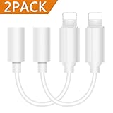 Lightning Adapter Headphone Jack to 3.5mm Dongle for iPhone 7/7PlusiPhone 6/6Plus.Earphone Adaptor Female Connector Audio Cable Earbuds Accessories Aux Converter White Compatible with iOS10.2[2 Pack]