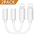 Lightning Adapter Headphone Jack to 3.5mm Dongle for iPhone 7/7PlusiPhone 6/6Plus.Earphone Adaptor Female Connector Audio Cable Earbuds Accessories Aux Converter White Compatible with iOS10.2[2 Pack]