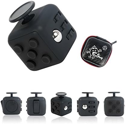 Fun Cube Relieves Stress And Anxiety Fidget Toy for Children and Adults (Black/Black)