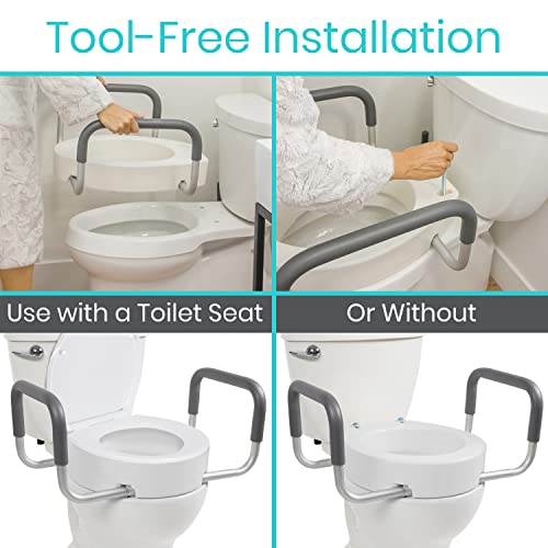 Vive Raised Toilet Seat Riser with Handles Grab Bar Seat for Seniors