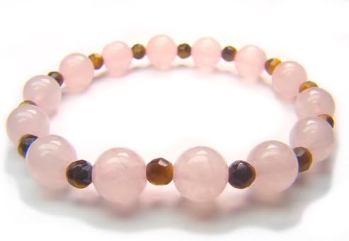 Wagga Shop BB34 Rose Quartz Tiger's Eye Clear Quartz Natural Crystal Bead Bracelet 2, Women Bracelet