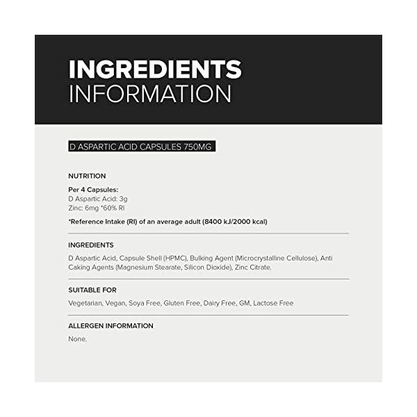 Bulk-Pure-D-Aspartic-Acid-Capsules-750-mg-Pack-of-120-Packaging-May-Vary Bulk Pure D Aspartic Acid Capsules, 750 mg, Pack of 120, Packaging May Vary