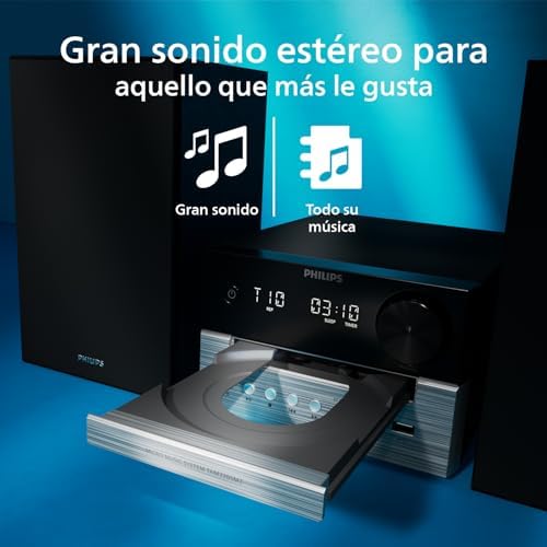 TAM3205M2 Micro Music HiFi System, Bluetooth, leitor de CD, USB, rádio FM Auracast, 85% de material PCR