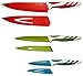 Kitchen Knives with Sheaths – Quality Kitchen Knife Set - Paring, Utility, Chef Knife - Non-Stick Coating for Easy Cutting and Cleaning - Colored Extra Sharp Stainless Steel Blades - Non-Slip Handle