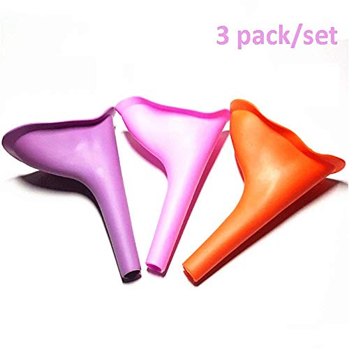 Urination Device Lady Urine Silicone Funnel Women Outdoor Standing up Pee Reusable urinals Portable Camping Travel Toilet (Purple+Pink+Orange)