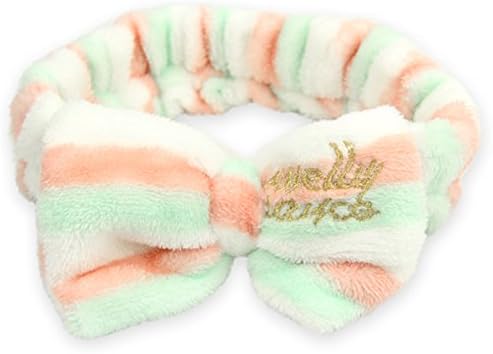 Sweet Super Soft Fluffy Hair Colorful Stripe Bowknot Hairlace Wash Cosmetic Headband Lovely Makeup Headband (Colorful)