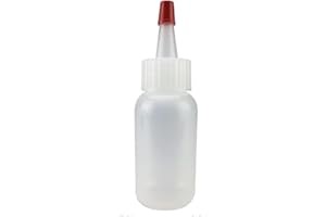 Caribbean Coastal Delights 1oz Natural LDPE Plastic Round Bottles, Red Yorker Spout, 5 Pack (ccd 1047)