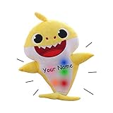 Puka Creations Personalized Yellow Cutie Baby Shark Light and Sound Toy Plush Stuffed Animal for Boys and Girls with Custom Name