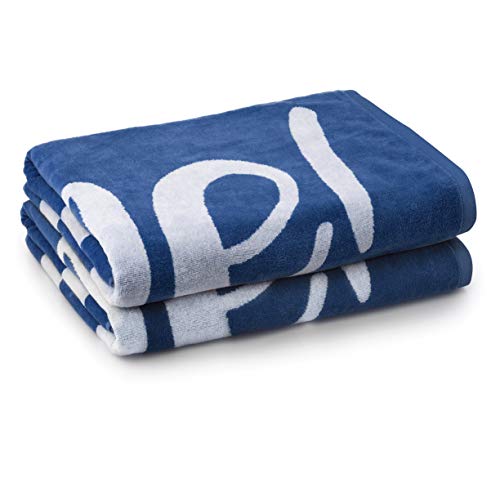 Welhome Jacquard Beach Towel Set of 2100 Turkish Cotton Oversize