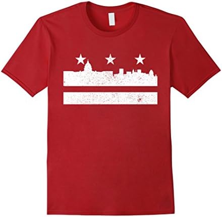 Men's Washington DC Flag USA T-Shirt Vintage Cities Skyline Shirt Medium Cranberry