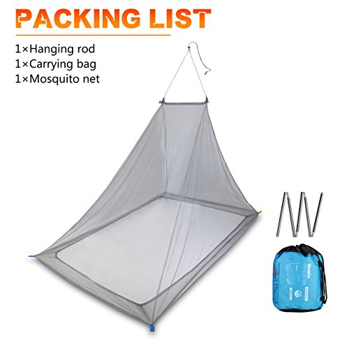 Dimples Excel 2 Person Camping Mosquito Net outdoor Travel Insect Mosquito Netting, Triangle Fly Screen, Insect Protection with Hanging Kit and Carry Bag (2 Person Mosquito Net)