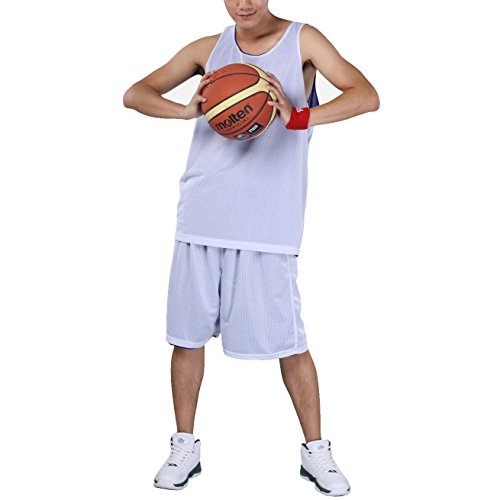 HOEREV Men's Reversible Sport Basketball Shorts and Shirts, No pockets