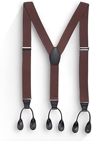Suspenders for Men, Y-Back 1.5" Wide Adjustable Solid Straight Back Button Suspenders for Wedding, Business