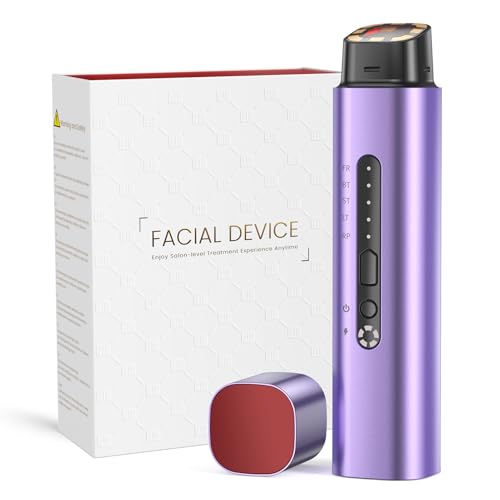 Radio Frequency Facial Device, 5 in 1 Microcurrent Facial Massager, Electric Beauty Device Anti-Wrinkle, Anti-Acne, Firming and Lifting for Face and Neck (Purple)
