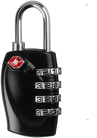 Highfive TSA Approved Travel Luggage Locks for Suitcases &amp; Baggage-4 Digit Combination-Black