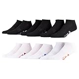 Fila Mens No Show Socks 6 Pack - Mens Socks - Athletic No Show Mens Low Cut Style (Black&White 13-15)