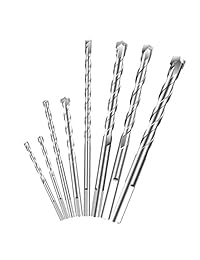 Vicnunu Juego de brocas para mampostería, brocas de metal para hormigón, acero, ladrillo y madera, brocas de martillo con punta de carburo y vástago redondo, juego de 8 brocas