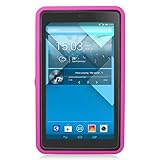 Eagle Cell Alcatel OneTouch Pop 7 Tablet Hybrid Armor Protective Case with Stand - Retail Packaging - Black/Hot Pink