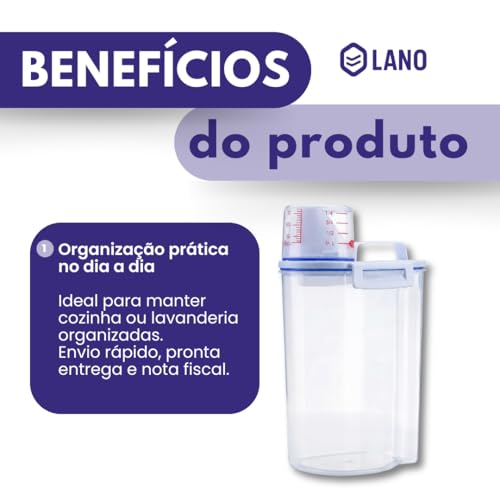 Kit 3 Unids Potes Herméticos 2,5 Litros Organizador Para Cozinha e Lavanderia
