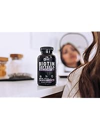 Pure Biotin 10000mcg + Organic Coconut Oil (180 Softgels | 10,000mcg) 6 Month Supply Biotin Supplement for Hair Growth + Skin and Nail Growth - Biotin Pills Hair Nails and Skin Vitamins for Women &Men