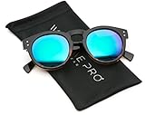 Vintage Inspired Mirror Lens Round Horned Rim Frame Retro Sunglasses
