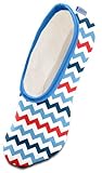 Snoozies by the Sea Women's Lightweight Skinnies Footcovering Slippers (Medium, Nautical Chevron)