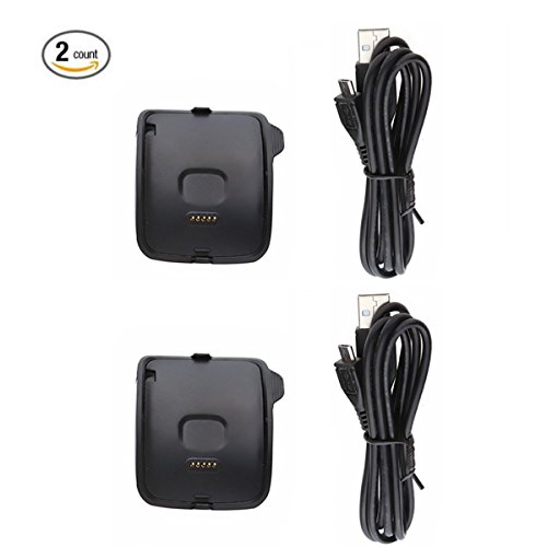 Gear S R750 Charger (2PCS), Emilydeals Upgraded Portable Charger Dock Cradle with USB Charging Cord for Samsung Gear S R750 Smart Watch (Gear S Charger - 2PCS)