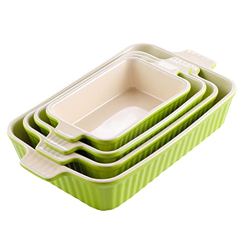MALACASA Backformen-Set, 4er-Set, porzellanerne Backformen für den Ofen, Auflaufform, keramische rechteckige Backform, Lasagne-Backformen zum Kochen u