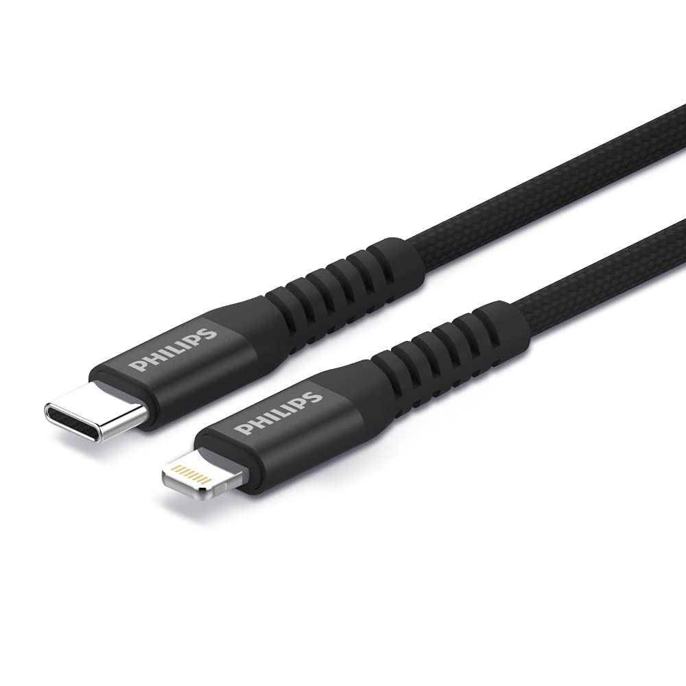 PHILIPS DLC5206L/00 - USB-C to Lightning cable - 200 cm and braided - for Type-C chargers and iPhone/iPad - Black