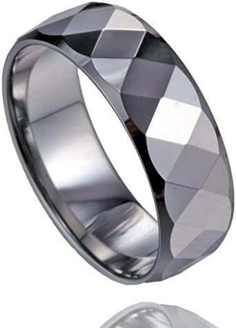 MSK 8mm Silvery High Polished Men's Multi-faceted Tungsten Carbide Ring(9)