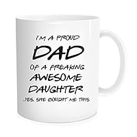 Waldeal Proud Dad of A Freaking Awesome Daughter Coffee Mug, Best Gift for Daddy On Father