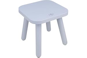 BEE&OAK Wooden Step Stools for Adults, Solid Rubber Wood Non-Slip Step Foot Stool, Heavy Duty 300 lbs One Step Stool for Bedroom, Bathroom, Kitchen (Blue, 9.25" (D) x 9.25"(W) x 8.86"(H))