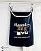 Fine Living Co. Large Hanging Laundry Hamper with Over Door Hooks & Adhesive, Durable Space Saving Laundry Bag with Zipper and Wide Open Top, Hanging Dorm Laundry Hamper (Navy Blue with Print-XL)