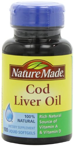 Nature Made Cod Liver Oil with Vitamin A and D, 100 Softgels (Pack of 6)