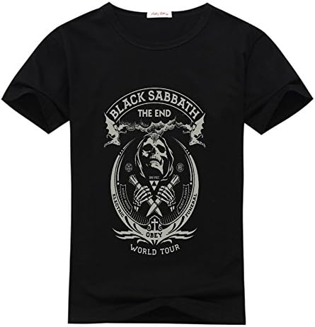 Angelbaby Lin Black Sabbath The End World Tour men's Crew Neck Tee shirt Black X-Large