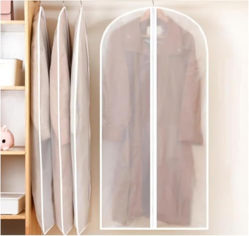 Kit 5 Capas Protetoras para Roupas com Zíper Transparente, 60x120cm, Impermeável e Anti Poeira, Ideal para Terno, Vestido, Casaco, Jaqueta e Organização de Guarda-Roupa