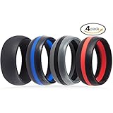 4 Pack Silicone Rubber Wedding Engagement Ring Sports Crossfit Gym Athletes Exercise (10)