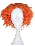 Morvally Short Curly Orange Wigs Unisex Heat Resistant Hair for Cosplay Costume Holloween Party