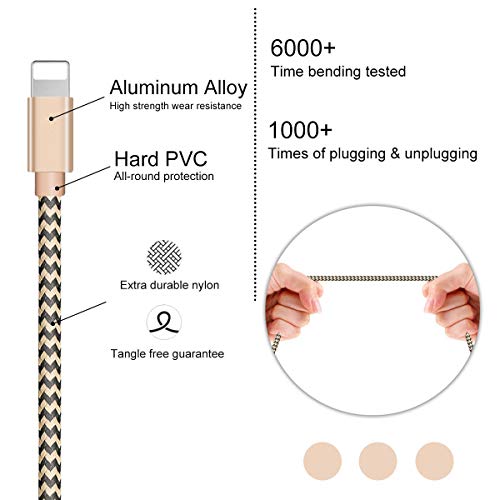 iPhone Charger Cable，iPhone Cable 3 Pack 1.5M, Nylon Braided iPhone Charger Extra-Strong iPhone Lead Fast Charging Cable Compatible iPhone 11Pro/11/X/Xs/Xr/SE/8/8Plus/7/7Plus/6/6Plus/5 iPad & More